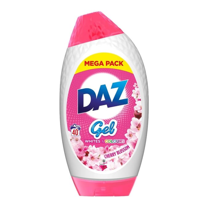 Daz Whites And Colours Liquid Laundry Detergent Gel 40 Washes 1400ml - Cherry Blossom