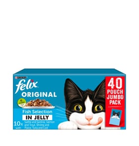 Felix Original Fish Selection in Jelly Wet Cat Food Pouches 40x100g
