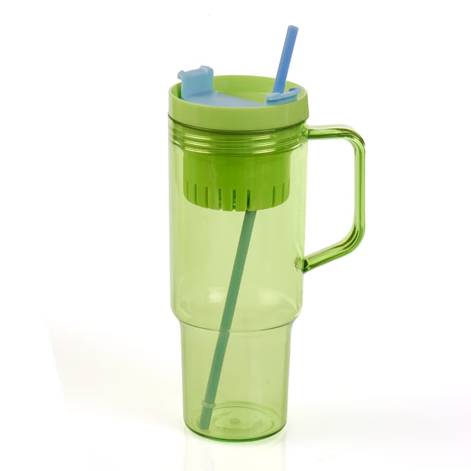 Hydrate 40oz Fruit Infuser Tumbler - Green With Blue Straw