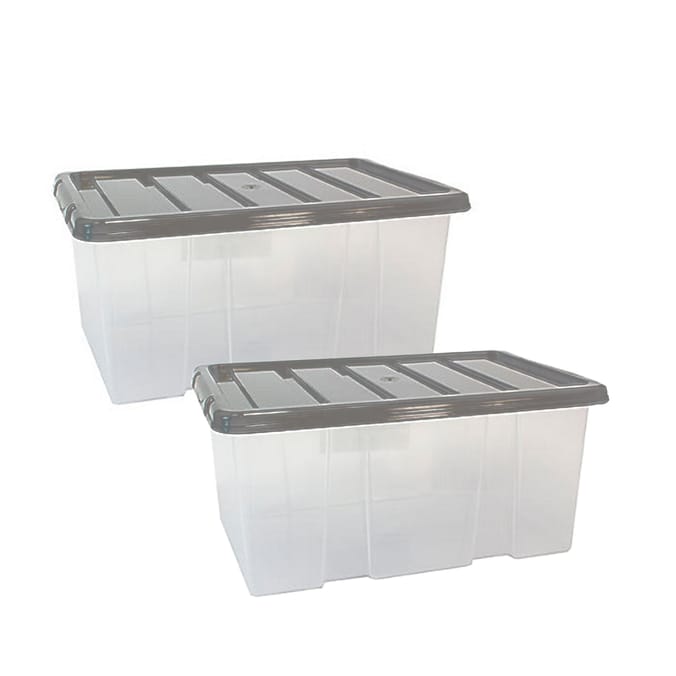 Utility Storage Box 7l Clear x2 Home Bargains