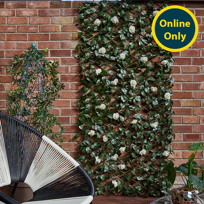 Jardin Artificial Ivy Leaf & White Rose Trellis