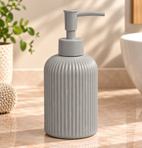 Ribbed Ceramic Soap Dispenser - Grey