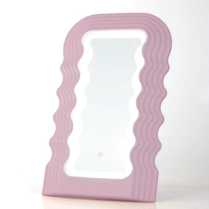 Light Up Small Wavy Mirror - Purple
