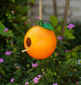  Jardin Polyresin Fruit Bird House - Orange 