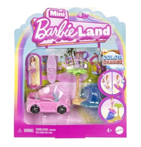  Barbie Mini Barbieland Doll & Vehicle Set With 1.5-Inch Doll & SUV With Color-Change HYF43