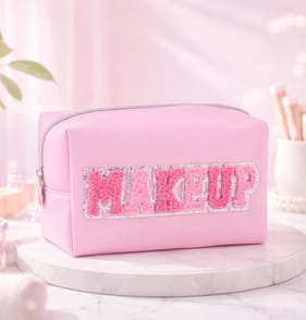Pink Boucle Make Up Bag