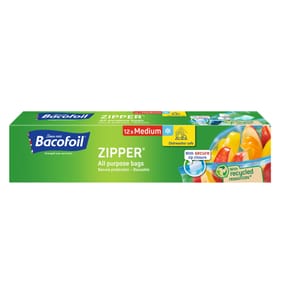 Bacofoil Zipper All Purpose Bags 12 Pack -  Medium