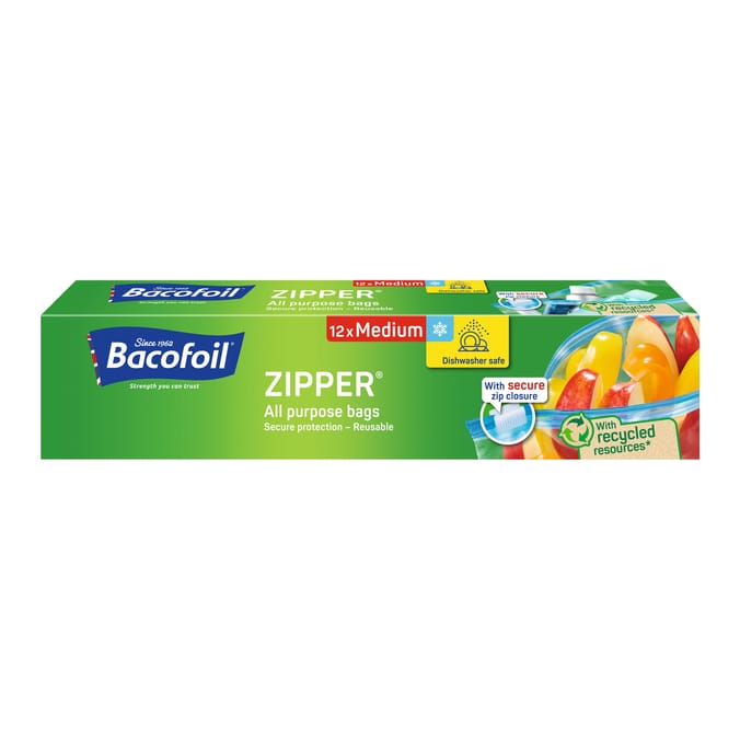 Bacofoil Zipper All Purpose Bags 12 Pack -  Medium