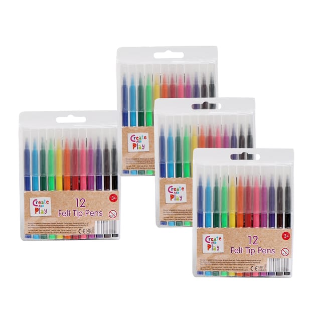 Create And Play 12 Felt Tip Pens x4 | Home Bargains