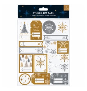 Festive Feeling Sticker Gift Tags 3 Sheets - Gold & Silver