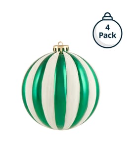 Sleigh Bells 12cm Candy Cane Christmas Baubles 4 Pack - Green