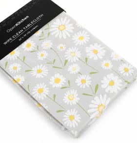 Open Kitchen Wipe Clean Tablecloth - Grey with Daisy Flowers