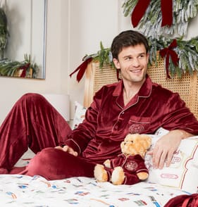 Burgundy Polar Express Mens Pyjamas