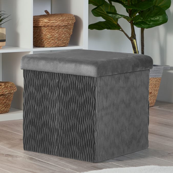 Home Collections Pleated Velvet Square Storage Ottoman