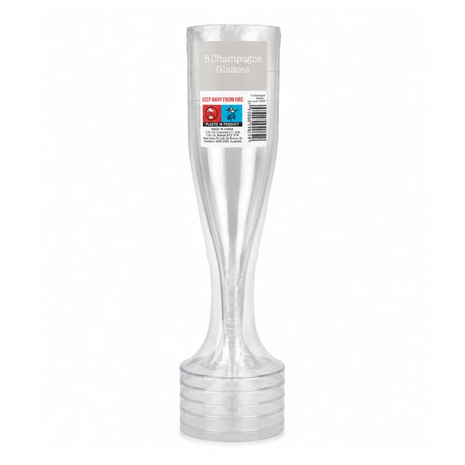 6 Plastic Champagne Glasses