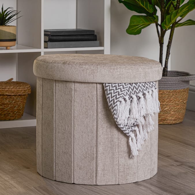 Home Collections Chenille Round Storage Ottoman