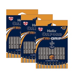 Helix Oxford Tri-Grip Black Pens 10 Pack x3