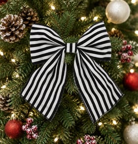 Festive Feeling Christmas Stripe Bows 3 Pack - Black