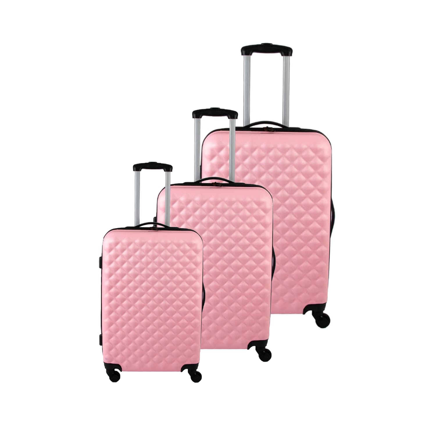 Salisbury Embossed Quilted Shell Suitcase - Pink | Home Bargains