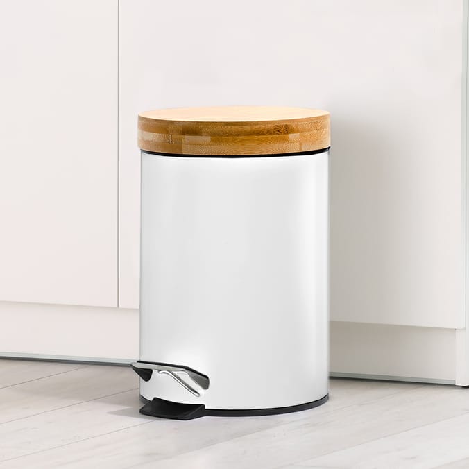 Bathroom Bamboo Top 3L Pedal Bin