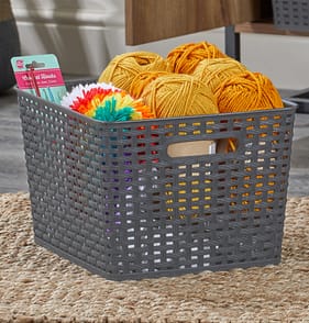 Utility Large Patterned Storage Basket - Grey