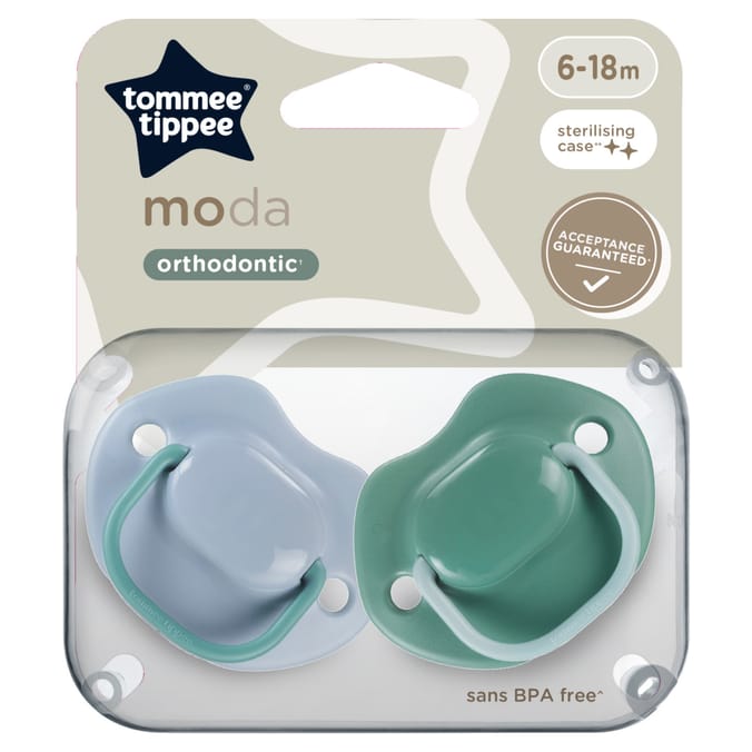 Tommee Tippee Moda Soothers with Steriliser Pod 6-18m