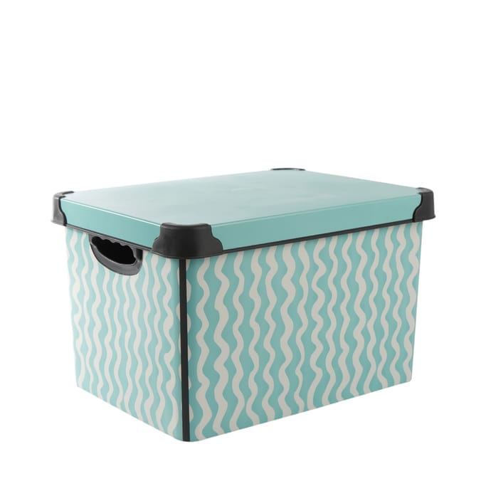 Wavy Print Storage Box 17L - Green