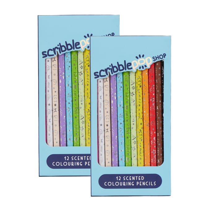 Scribble Pop Shop Scented Colouring Pencils 12 Pack - Blue