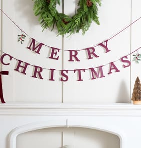 Festive Feeling Merry Christmas Bunting - Burgundy