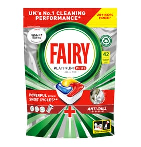 Fairy Platinum Plus All In One Dishwasher Tablets Lemon 42 Tablets