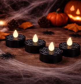 Haunted House LED Flickering Tealights 4 Pack Assorted