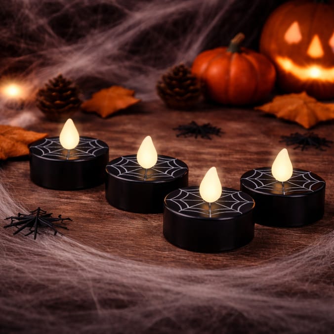 Haunted House LED Flickering Tealights 4 Pack Assorted