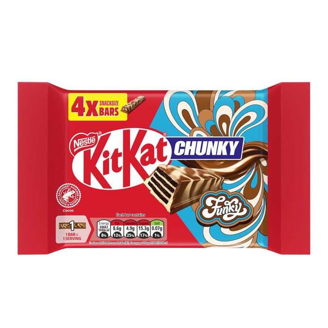 KitKat Chunky Funky Chocolate Bar 4 Pack Multipack 128g
