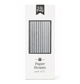 Let's Party Metallic Straws 25 Pack - Silver