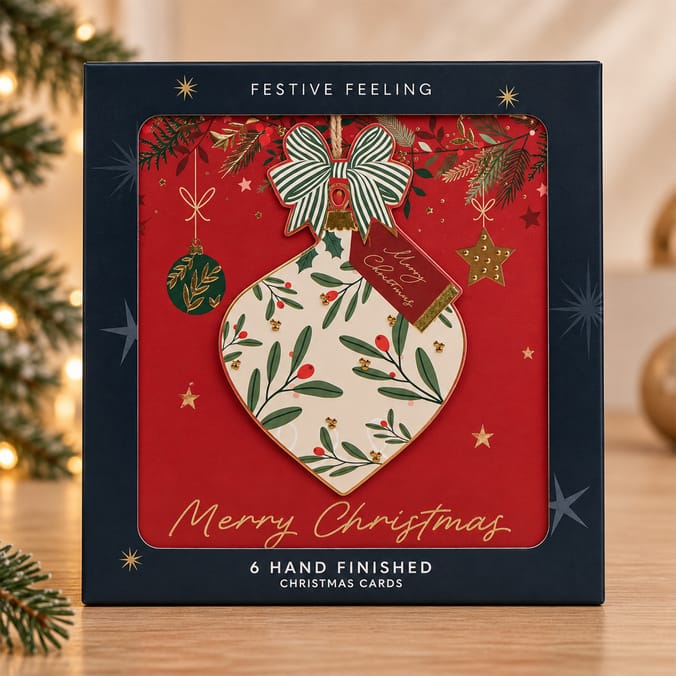 Festive Feeling Red Christmas Cards 6 Pack