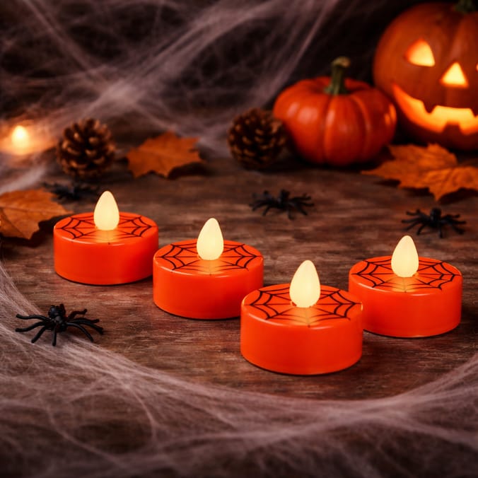 Haunted House LED Flickering Tealights 4 Pack Assorted