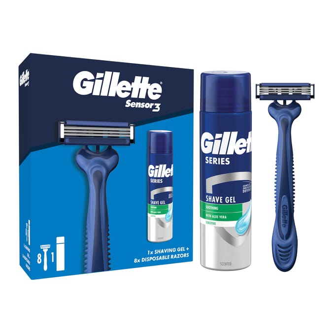 Gillette Sensor3 Comfort Disposable Razors For Men Gift Set 8 Pack