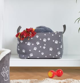 My Pets Fabric Storage Basket With Handles - Grey