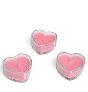 Valentines Heart Candles 3 Pack - Pink