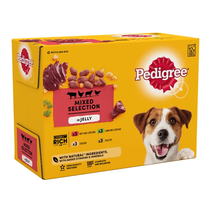 Pedigree Senior Mixed Selection in Jelly Wet Dog Food Pouches 100g x12