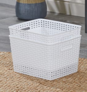 House & Home Large Storage Basket - White x2