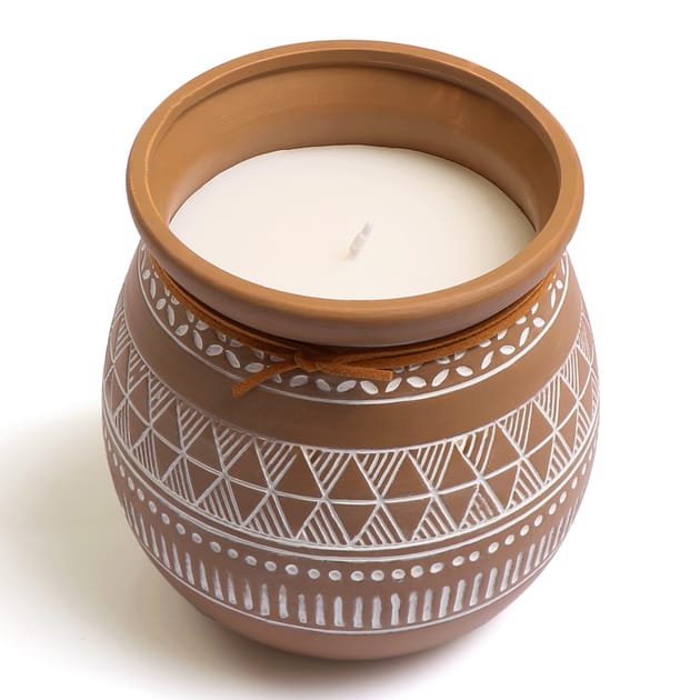 The Outdoor Edit Earthed Etched Citronella Candle Home Bargains