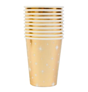 Festive Feeling Paper Cups 10 Pack - Gold