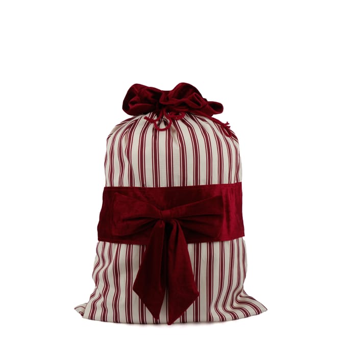 Festive Feeling Alpine Woods Faux Velvet Bow Christmas Sack