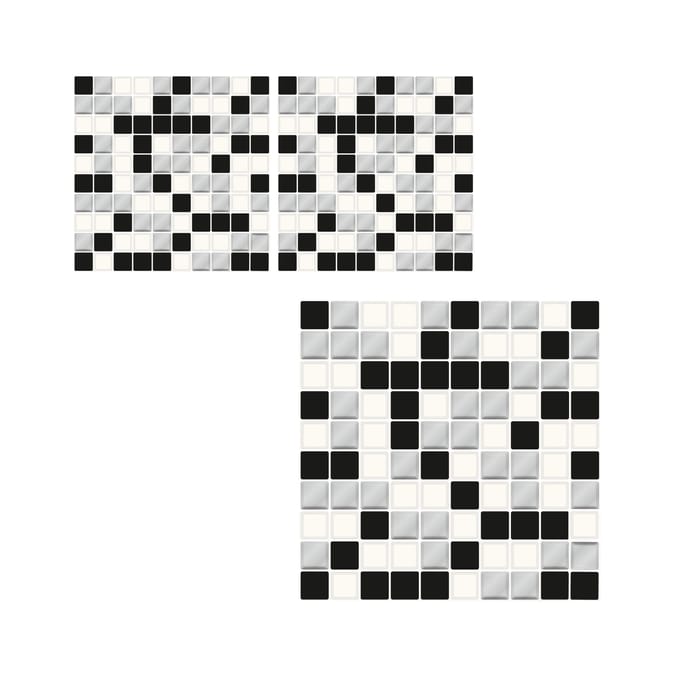 Stick Ease Self-Adhesive Vinyl Wall Tiles 3 Pack - Glass Mosaic x2