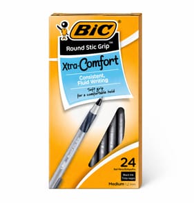 Bic Round Stic Grip Extra Comfort Ballpoint Pens 24 Pack