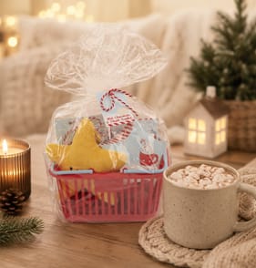 Sleigh Bells Hot Chocolate & Plush Basket