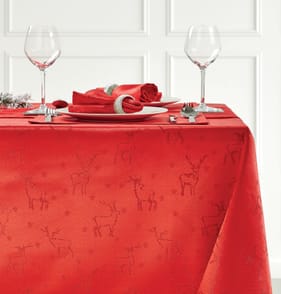 Winter Charm Jacquard Tablecloth 229x137cm - Red