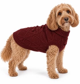 My Pets Cable Knit Jumper Burgundy