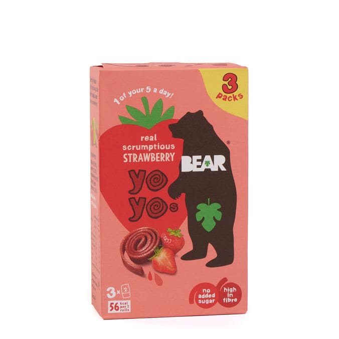 Bear Real Fruit Yoyos Scrumptious Strawberry 3 x 20g